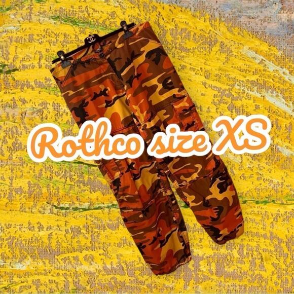 ROTHCO COLOR CAMO TACTICAL BDU PANTS SAVAGE ORANGE CAMO SIZE XS - Picture 1 of 8